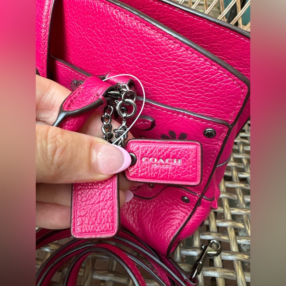 COACH Pink Willow Floral Mercer Satchel 24 In Grain Leather - Picture 8 of 13